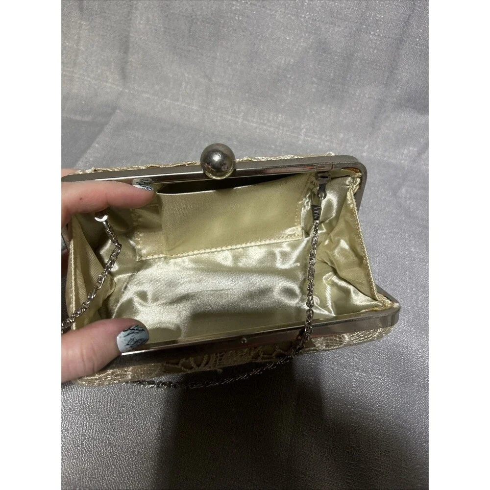 Vintage Vibes Lace Bride Handbag‎ Beige Cream Evening Clutch Floral